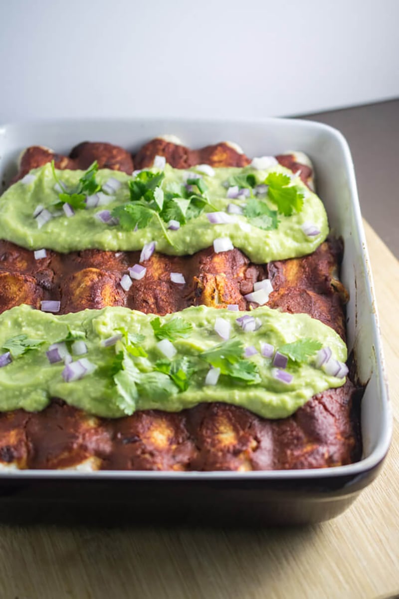 Chickpea Scramble Breakfast Enchiladas with Chipotle Sauce