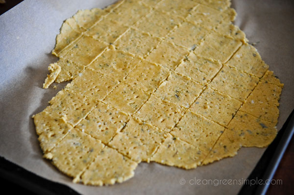 Rosemary crackers cut into squares
