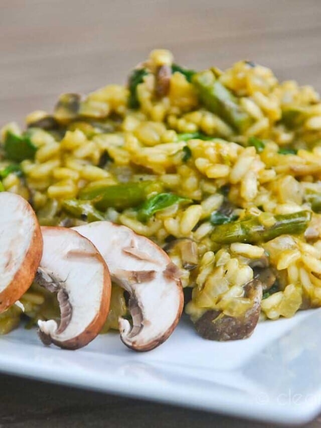 Vegan Risotto with Asparagus & Mushroom Story