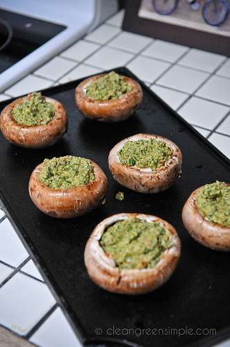 stuffed mushrooms ready for the oven