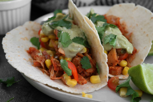 Jackfruit Tacos with Avocado Lime Sauce