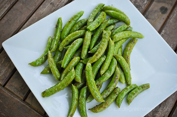 Sugar snap peas on a plate