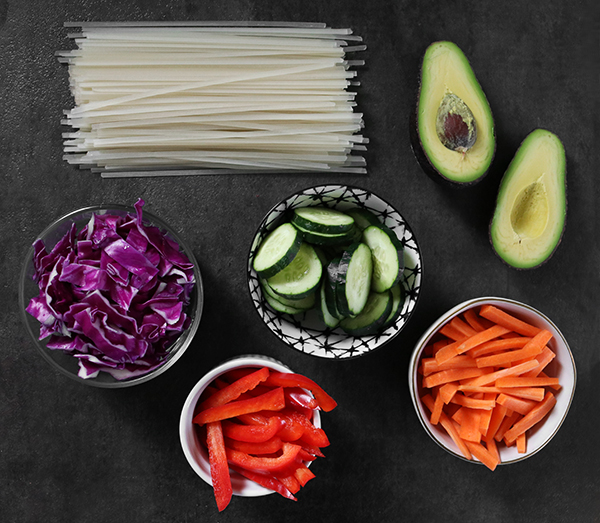 rice noodles and vegetables