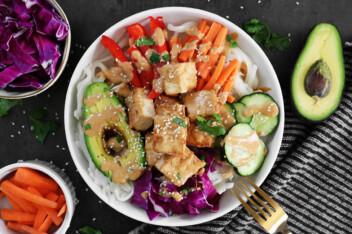 Spring Roll Bowl with Savory Peanut Sauce
