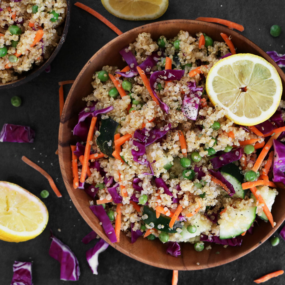 Vegan Quinoa Salad with Lemon Vinaigrette Recipe - Clean Green Simple