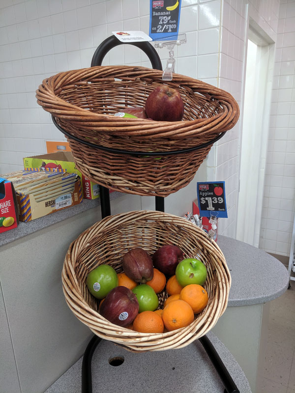 Fruit in a basket at Convenience Store.