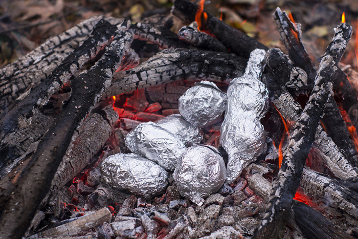 Campfire baked potato