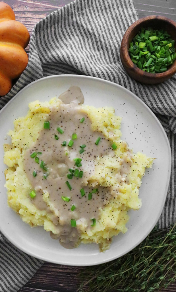 Vegan Mashed Potatoes on a white plate