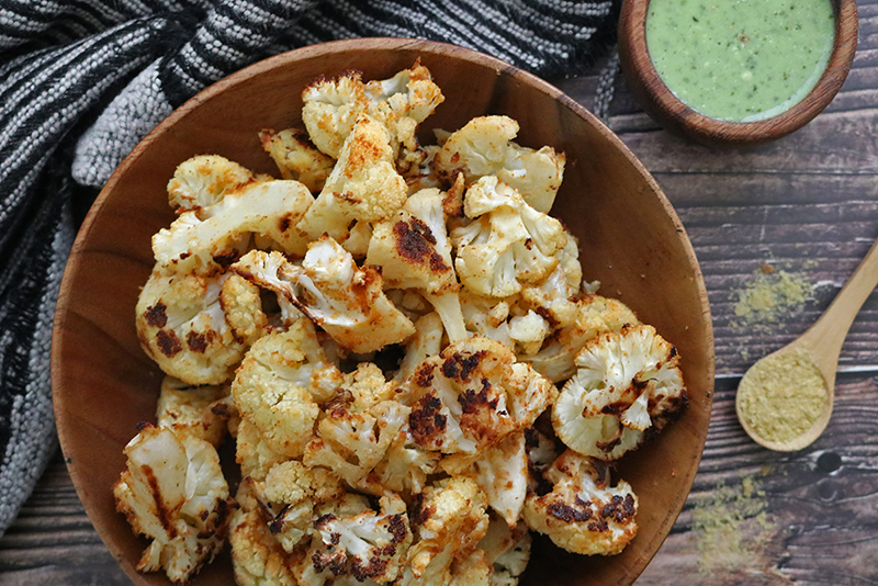 cheesy vegan roasted cauliflower