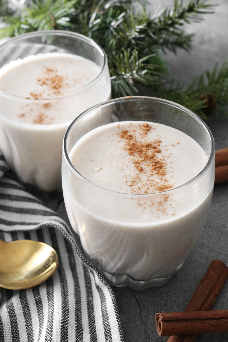 Vegan Eggnog served in glasses