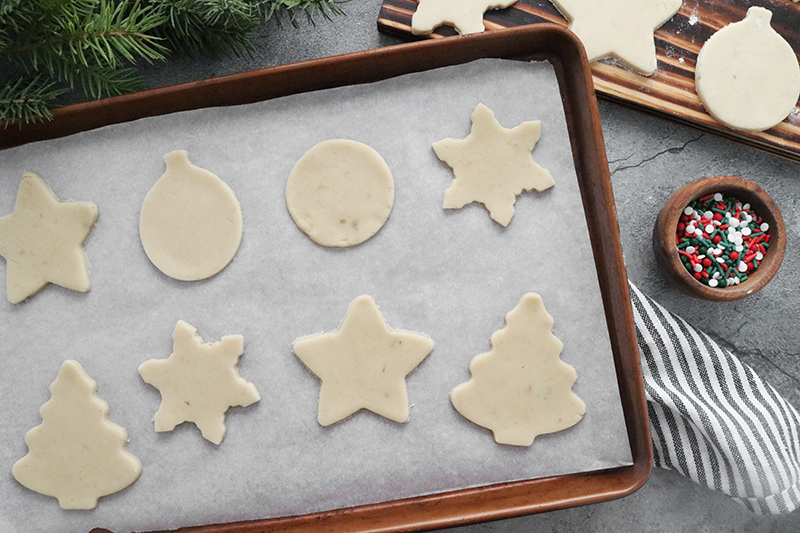 sugar cookies on a baking sheet