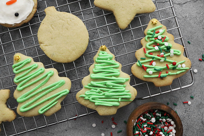 Vegan Sugar Cookies with Christmas tree decoration