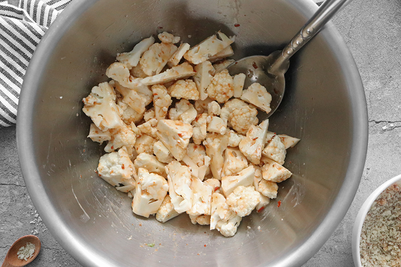 chopped cauliflower in a bowl