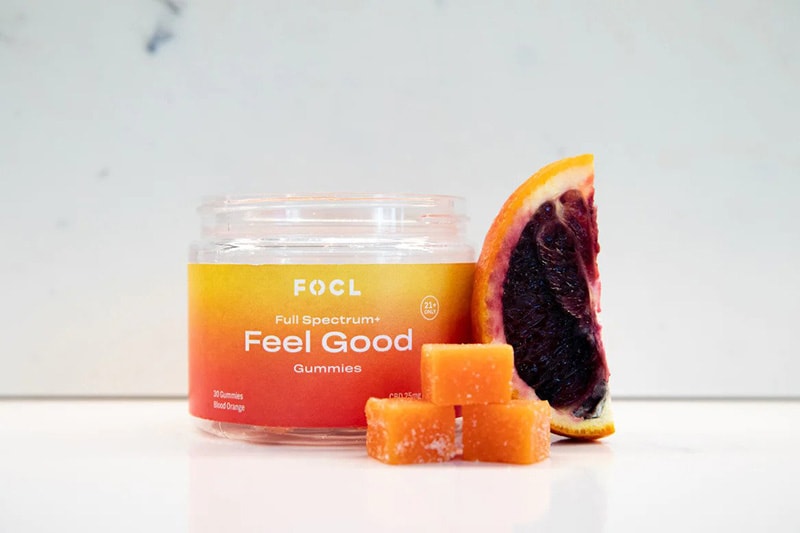 FOCL Feel Good Gummies in blood orange flavor.
