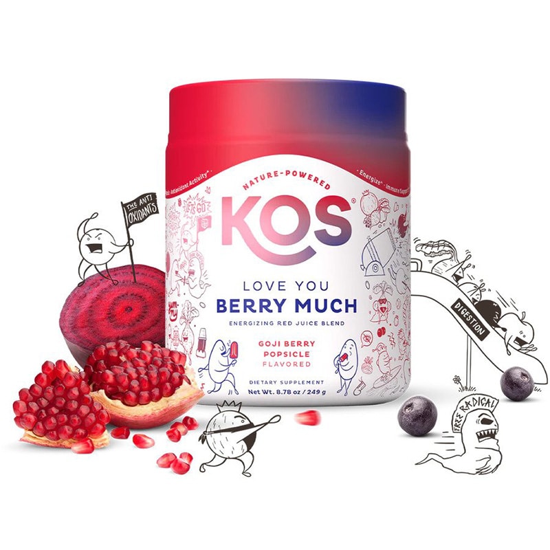 KOS Superfood Blend in I Love You Berry Much antioxidant flavor.