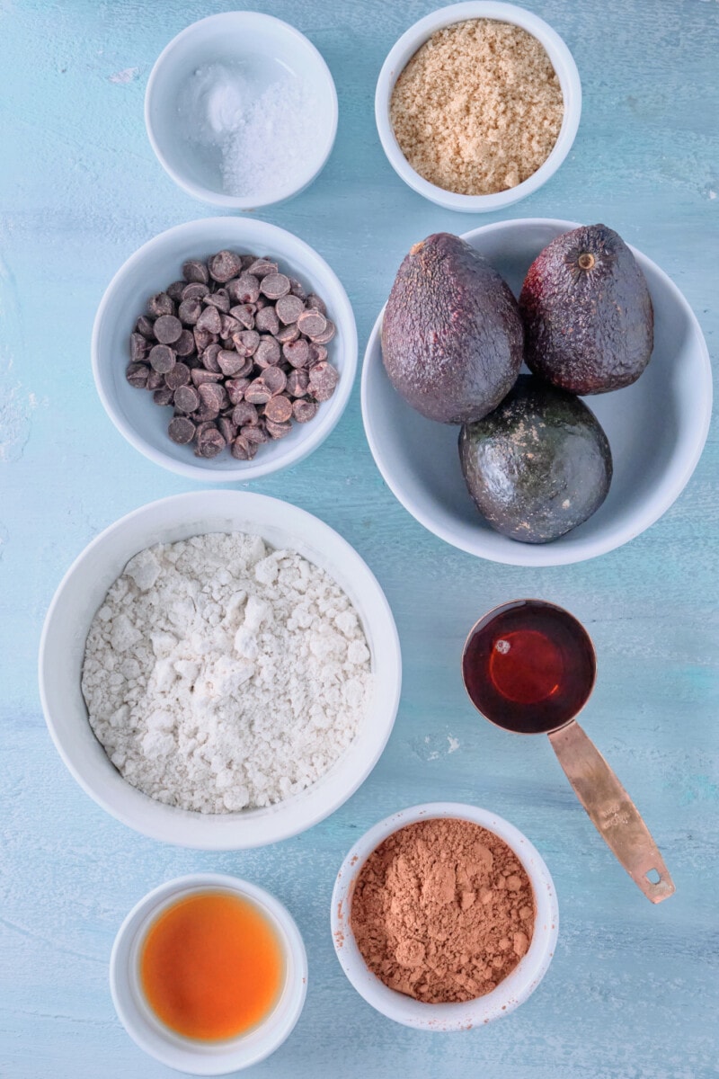 Ingredients for Vegan Avocado Brownies.