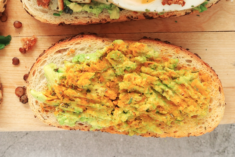 Avocado Toast topped with turmeric