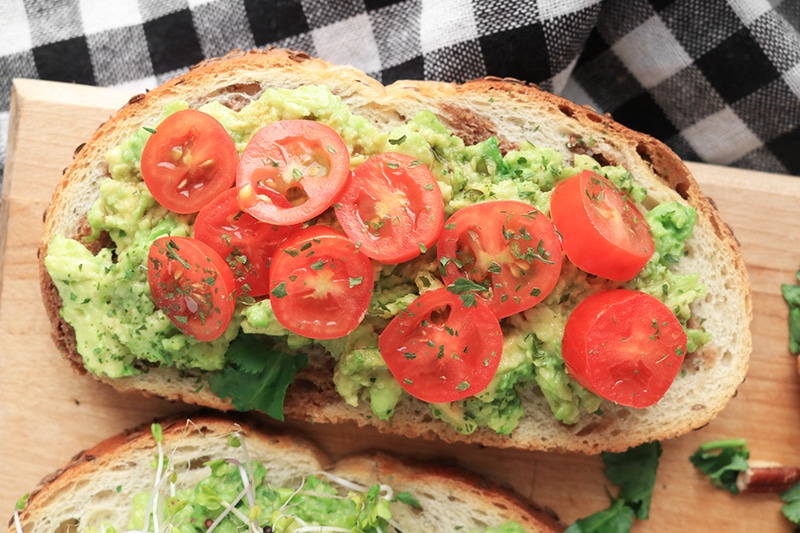 Avocado Toast with tomatoes and balsamic vinegar