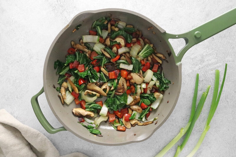 add in bok choy to stir fried vegetables