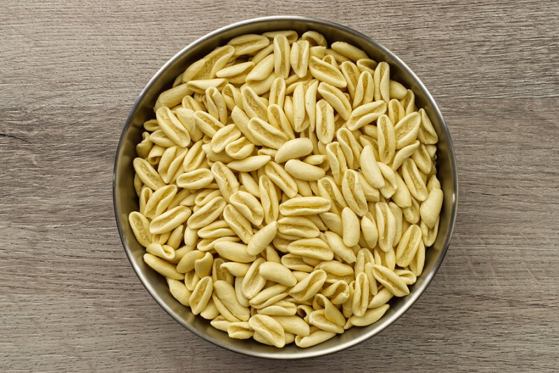 Traditional uncooked Italian Cavatelli pasta.