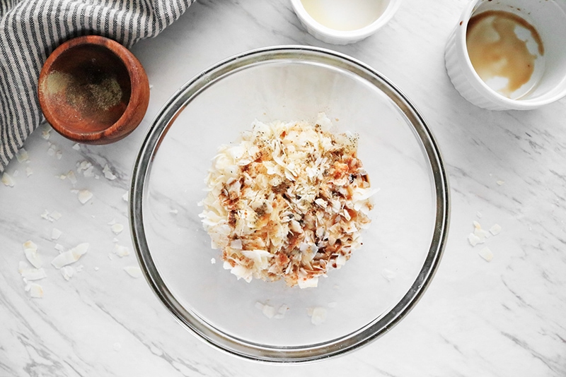 coconut flakes in a bowl