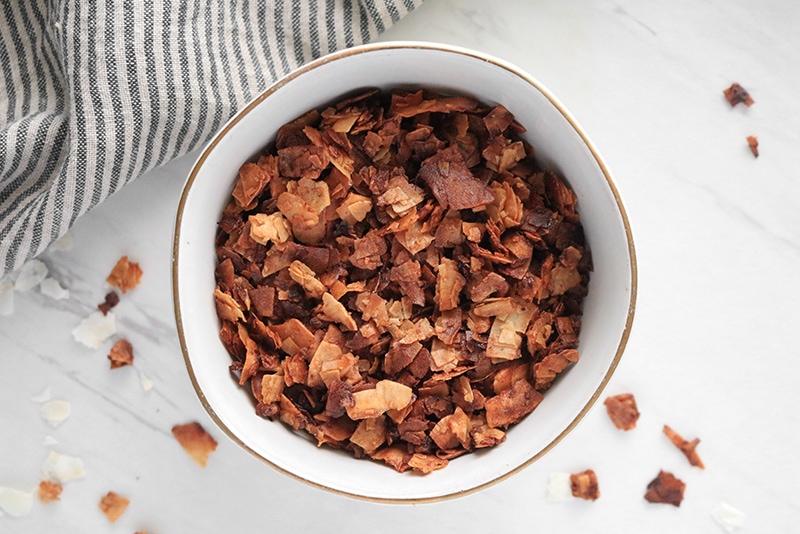 Coconut Bacon in a bowl