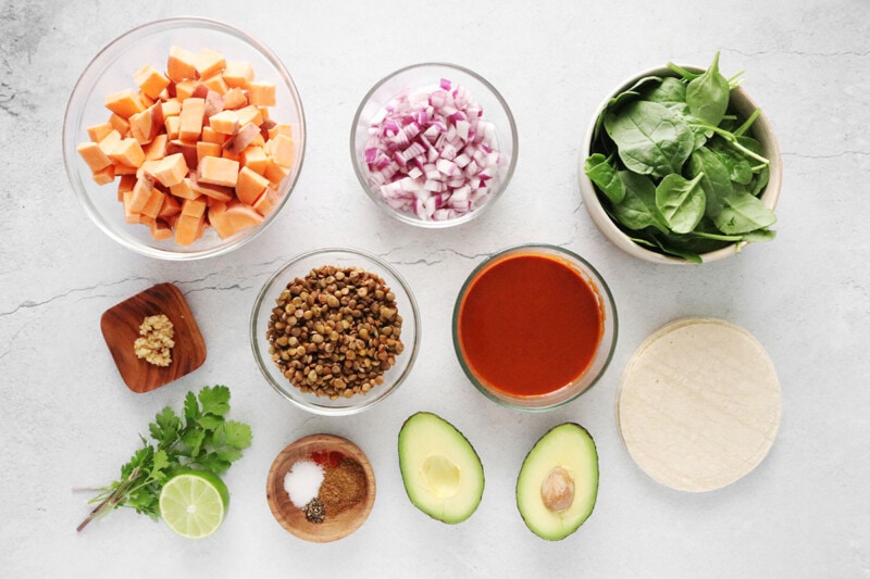 Ingredients for vegan enchiladas