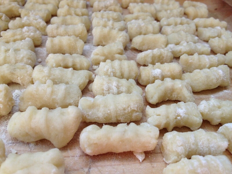 Fresh, uncooked gnocchi.