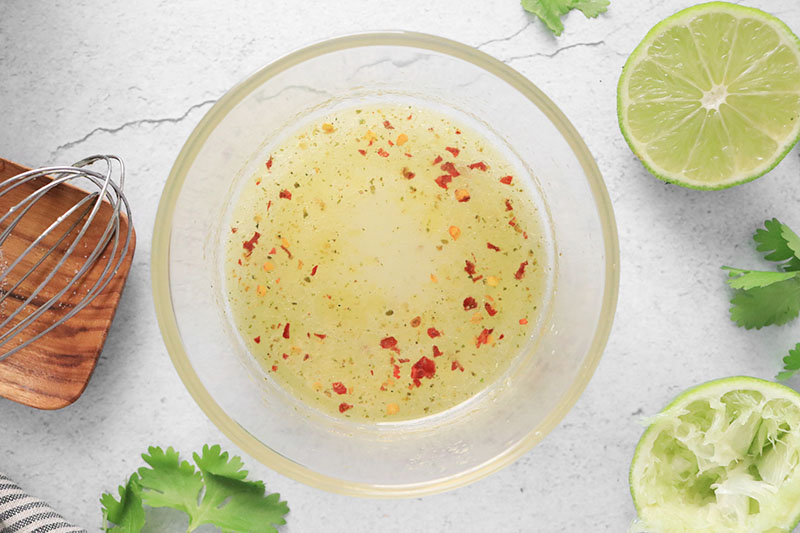 lime juice and seasonings in a glass bowl