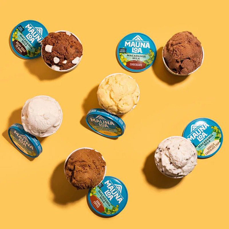 Mauna Loa vegan ice cream in a variety of flavors.