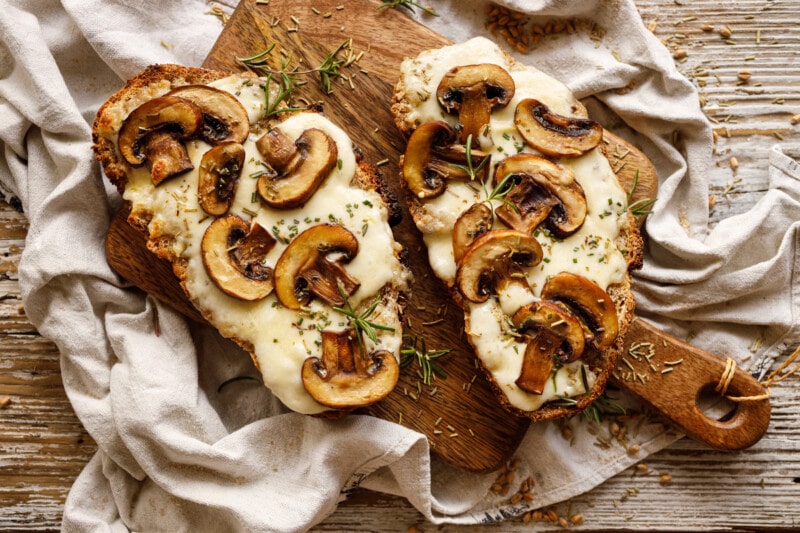 Mushrooms on a sandwich