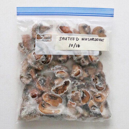 Frozen Mushrooms in a plastic bag