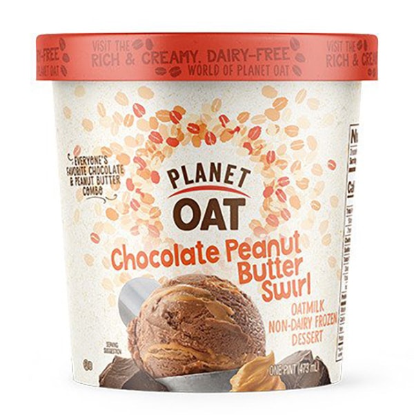 Planet Oat Chocolate Peanut Butter Swirl vegan ice cream.