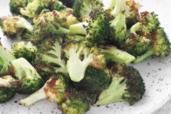 Roasted broccoli on a plate
