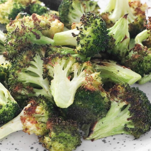 Roasted broccoli on a plate