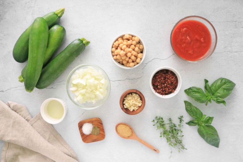 Ingredients for stuffed zucchini boats