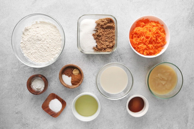 Ingredients for vegan carrot cake