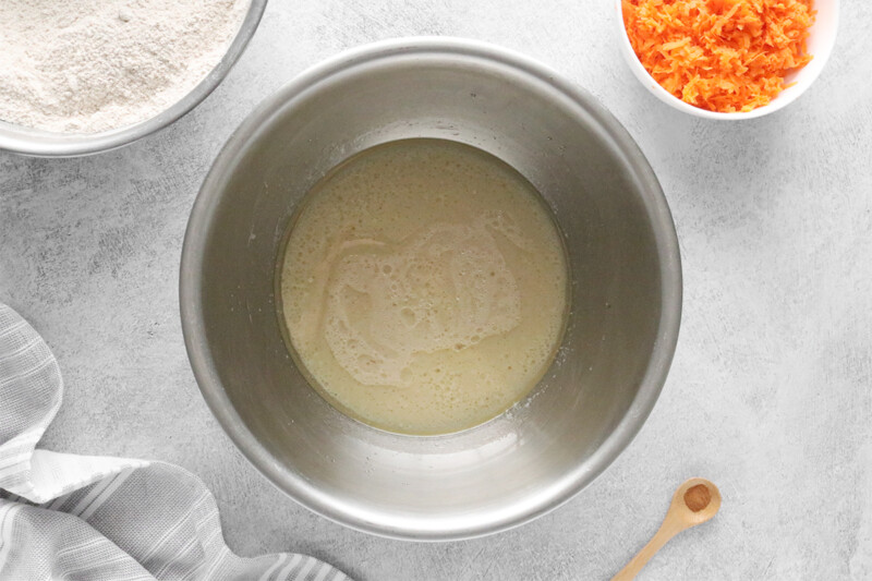 Mix wet ingredients for vegan carrot cake