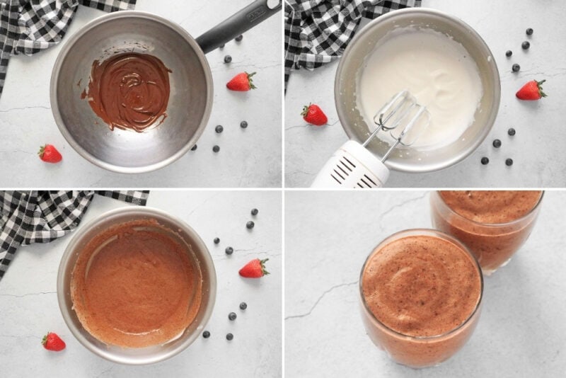 4-step process for making vegan chocolate mousse