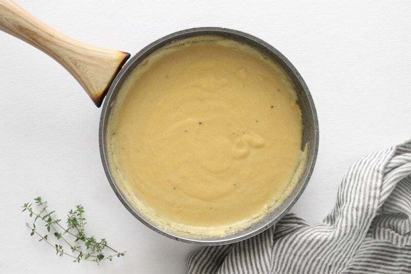 creamy sauce in a skillet 
