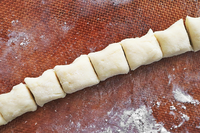 shaped Gnocchi on a silpat