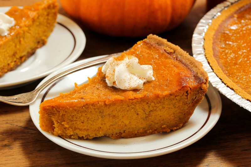Pumpkin Pie on a white plate