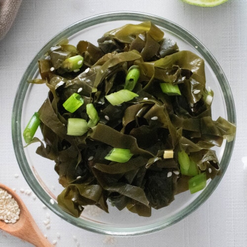 Vegan seaweed salad in a bowl.