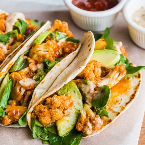 Vegan Tacos with cauliflower and avocado