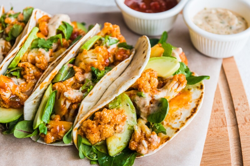 Vegan Tacos with cauliflower and avocado
