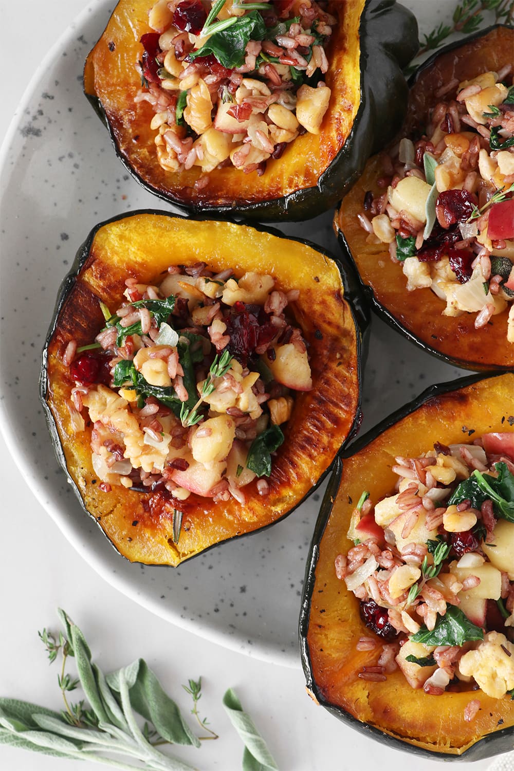 Wild Rice Stuffed Acorn Squash - Clean Green Simple